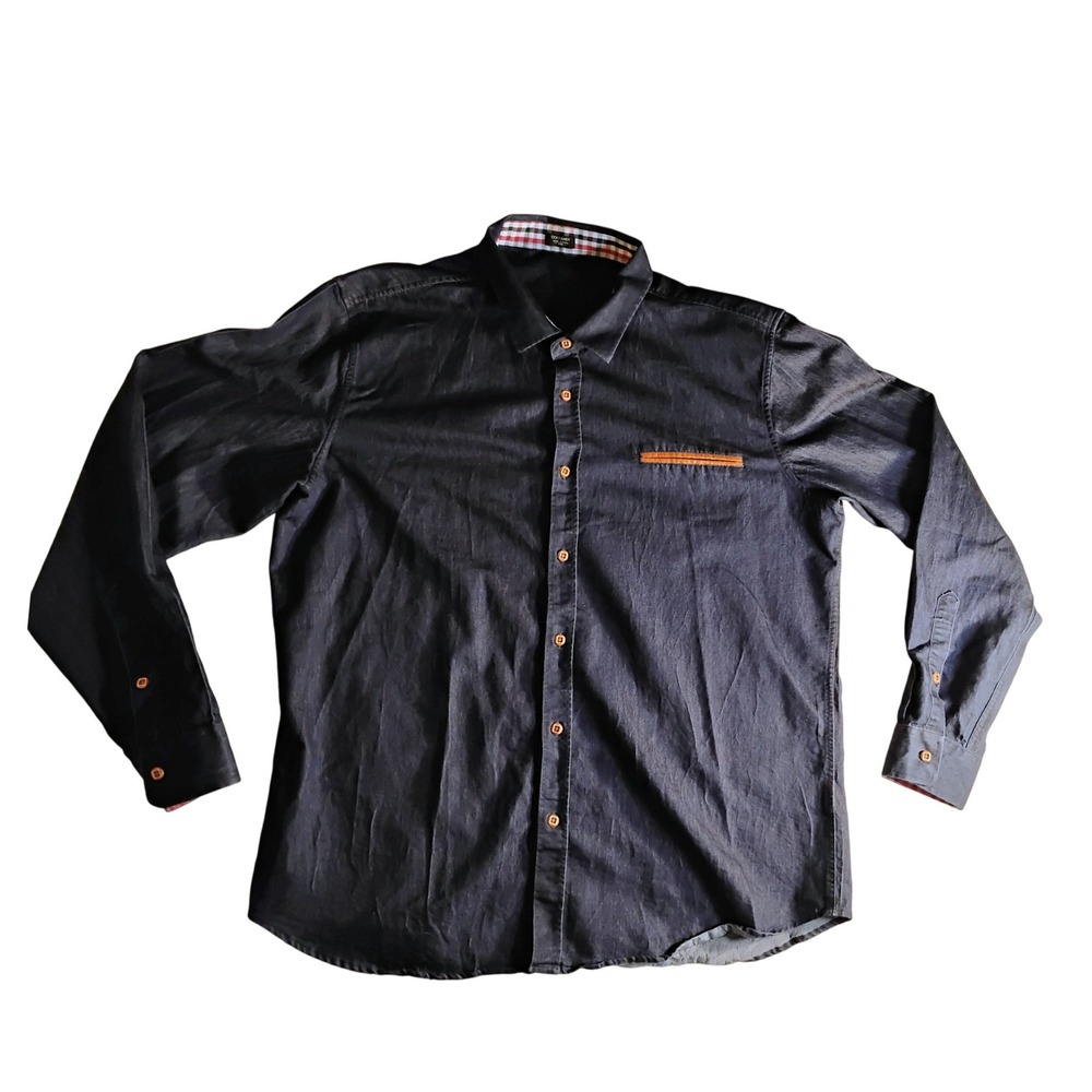 COOFANDY Men's XXL Denim Dress Shirt Chambray Long Sleeve Christmas Button up